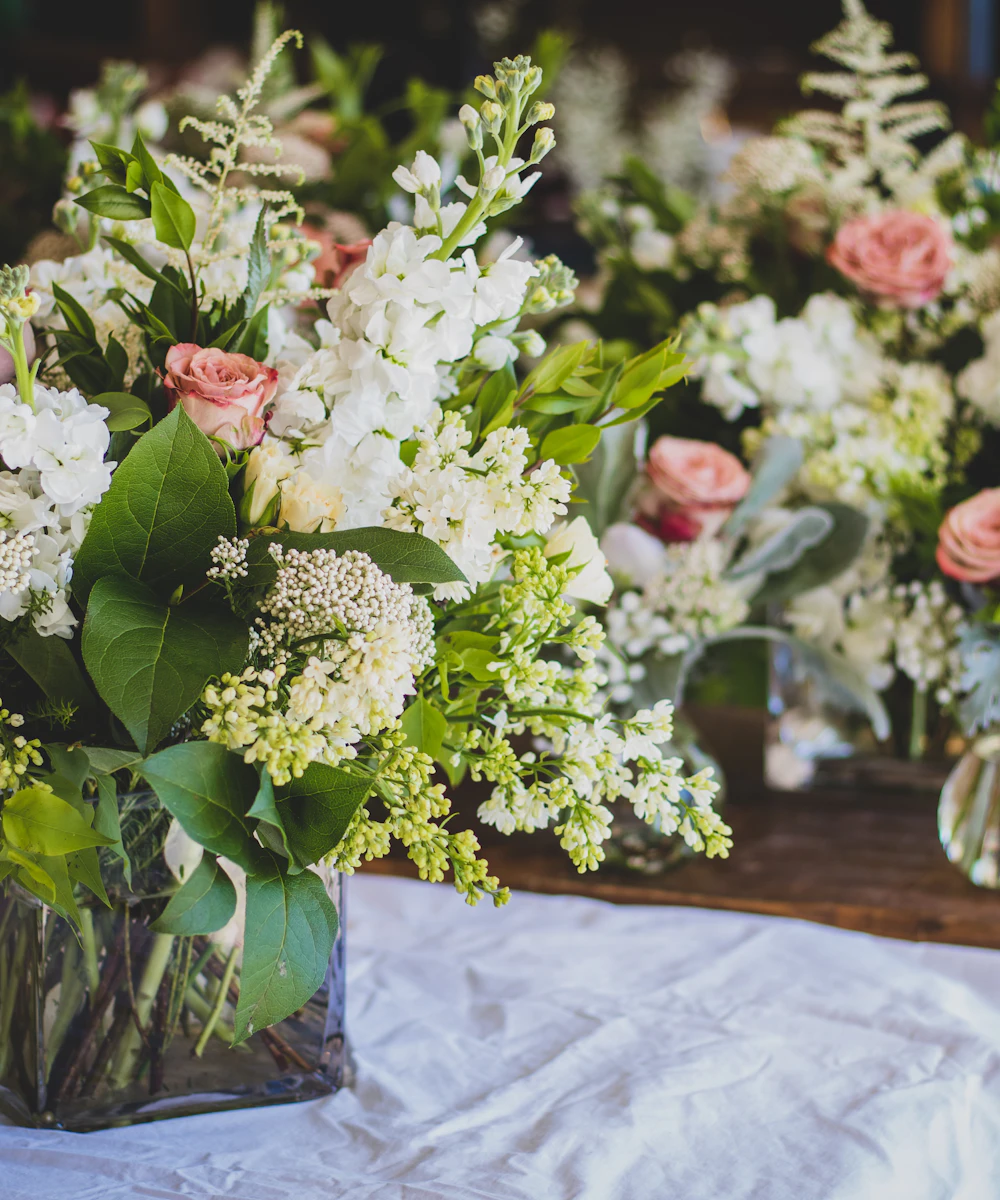 Romantic pink roses arranged by a florist