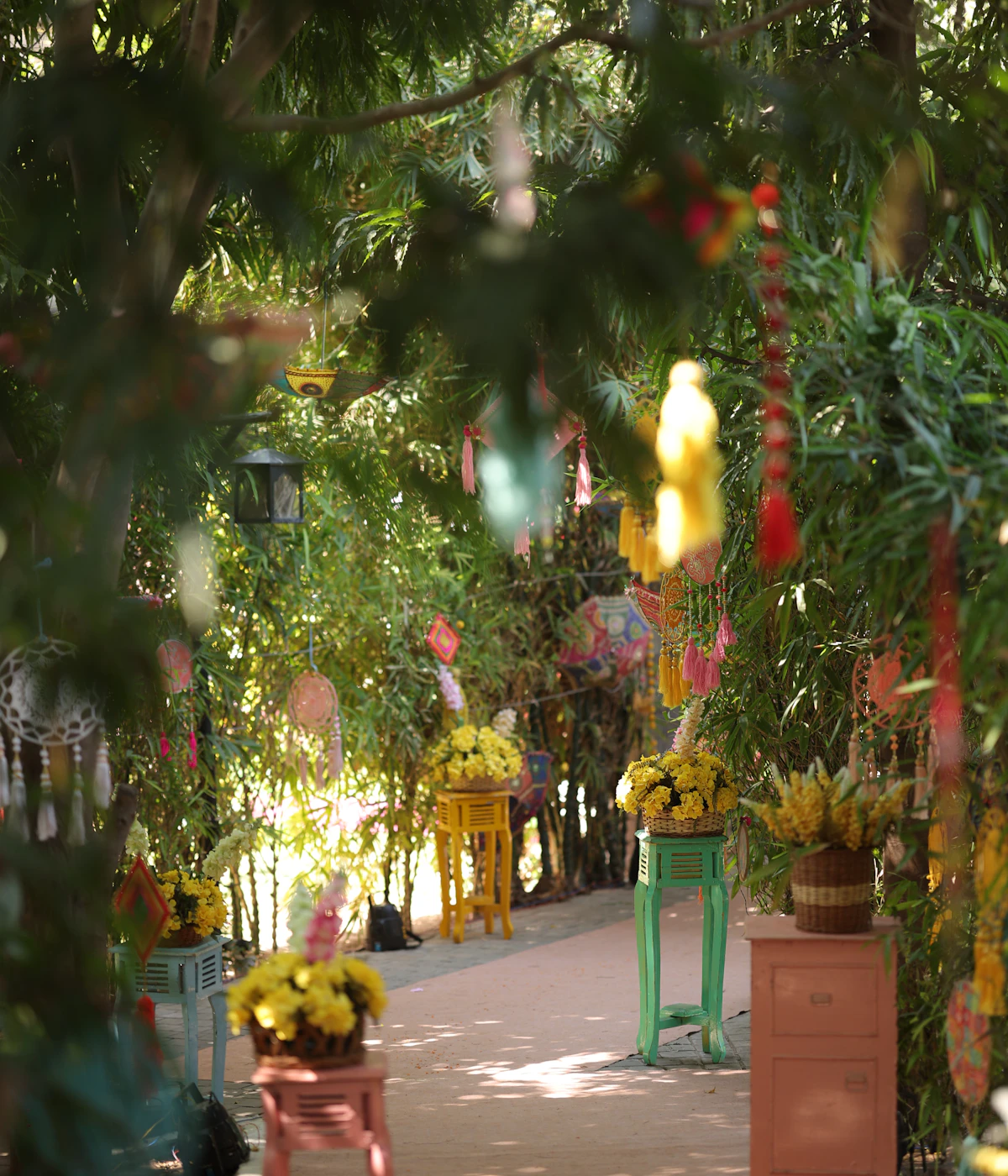 Wedding walkway with floral decorations